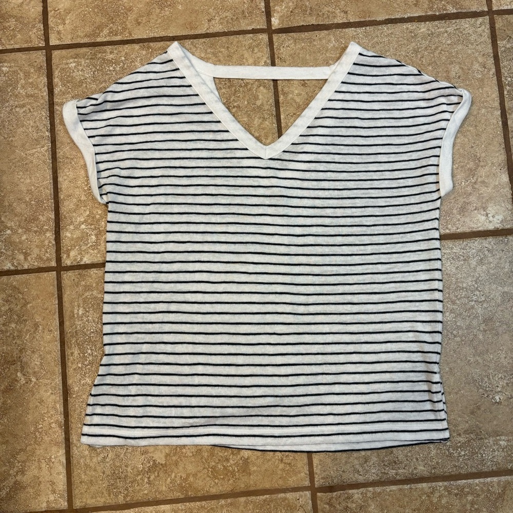 Loft striped open back tee small